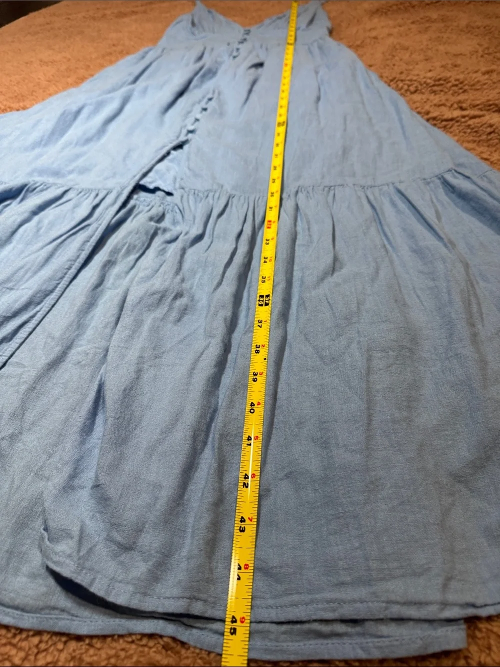 Abercrombie & Fitch Blue Linen Maxi Button-Front Sundress Size: SP